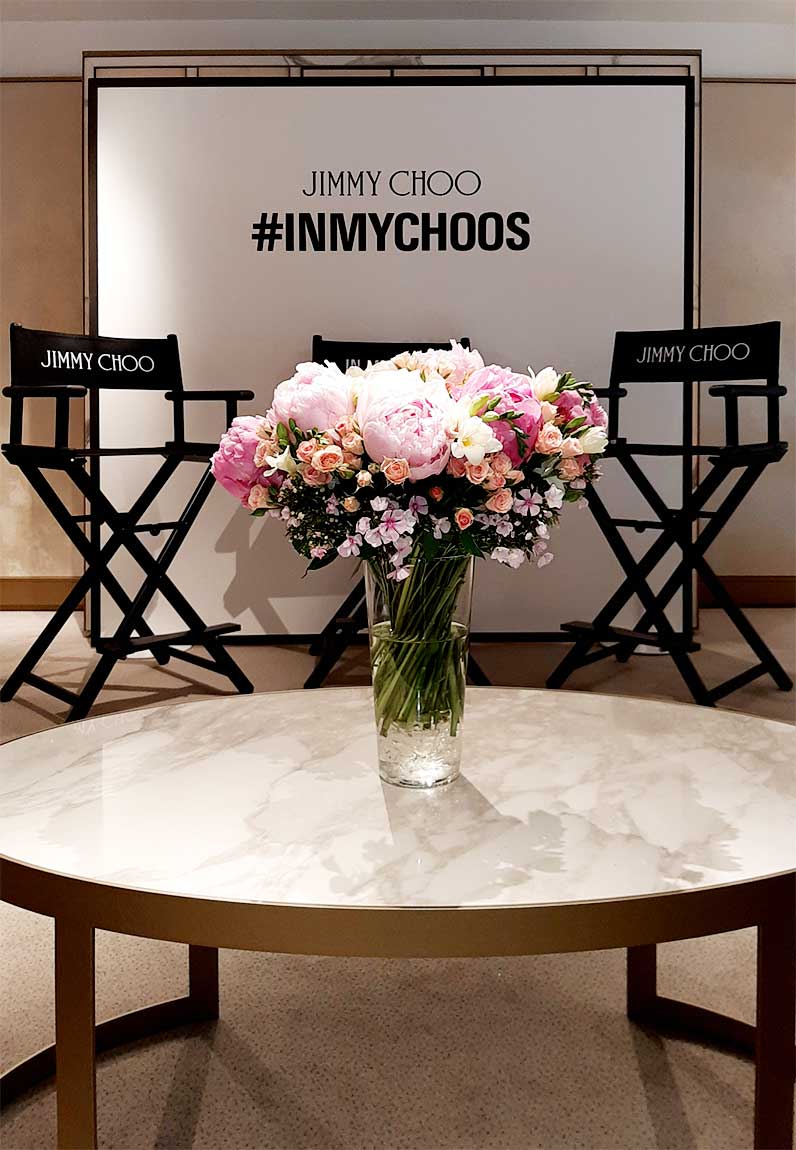 Impresión de photocall para evento #inmychoos en boutique Madrid de Jimmy Choo